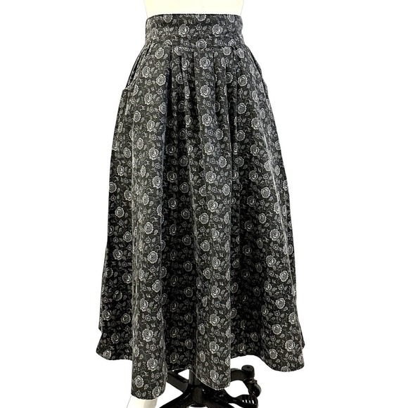 VTG Gunne Sax Jessica McClintock Gray Floral Print Skirt Sz S NWOT - Picture 1 of 7